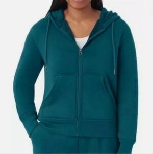 Members Mark Women Sherpa Lined Full Zip Hooded Dark Green Jacket Size Large